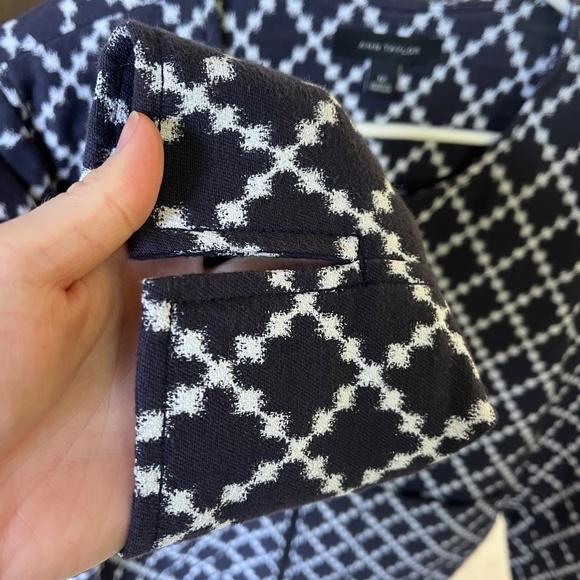 Ann Taylor Geo Diamond Zip Jacket Blazer Office Career | Navy Blue | Size 10 - Picture 5 of 13